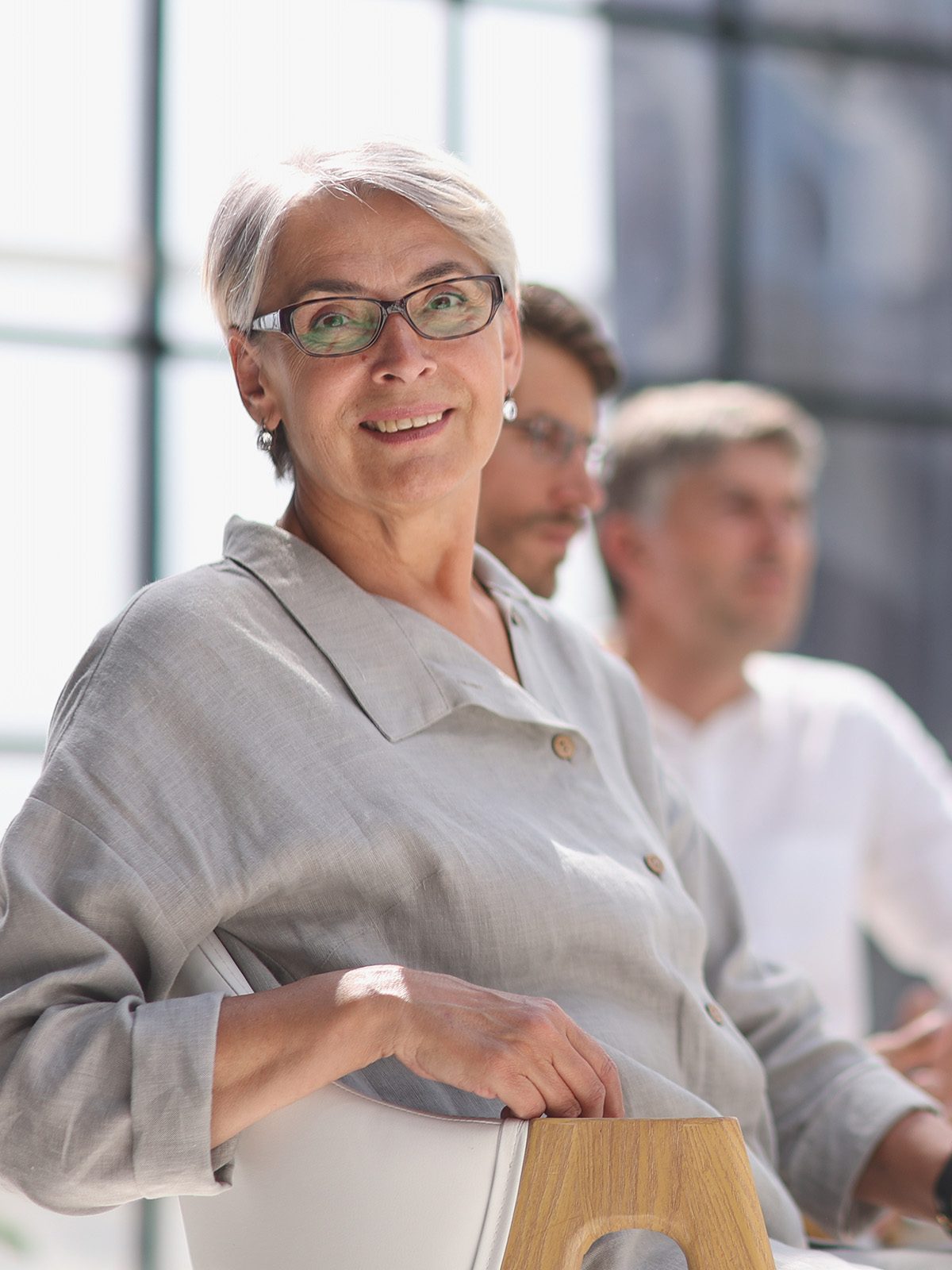 Image of a women learning about Power Wellness jobs.